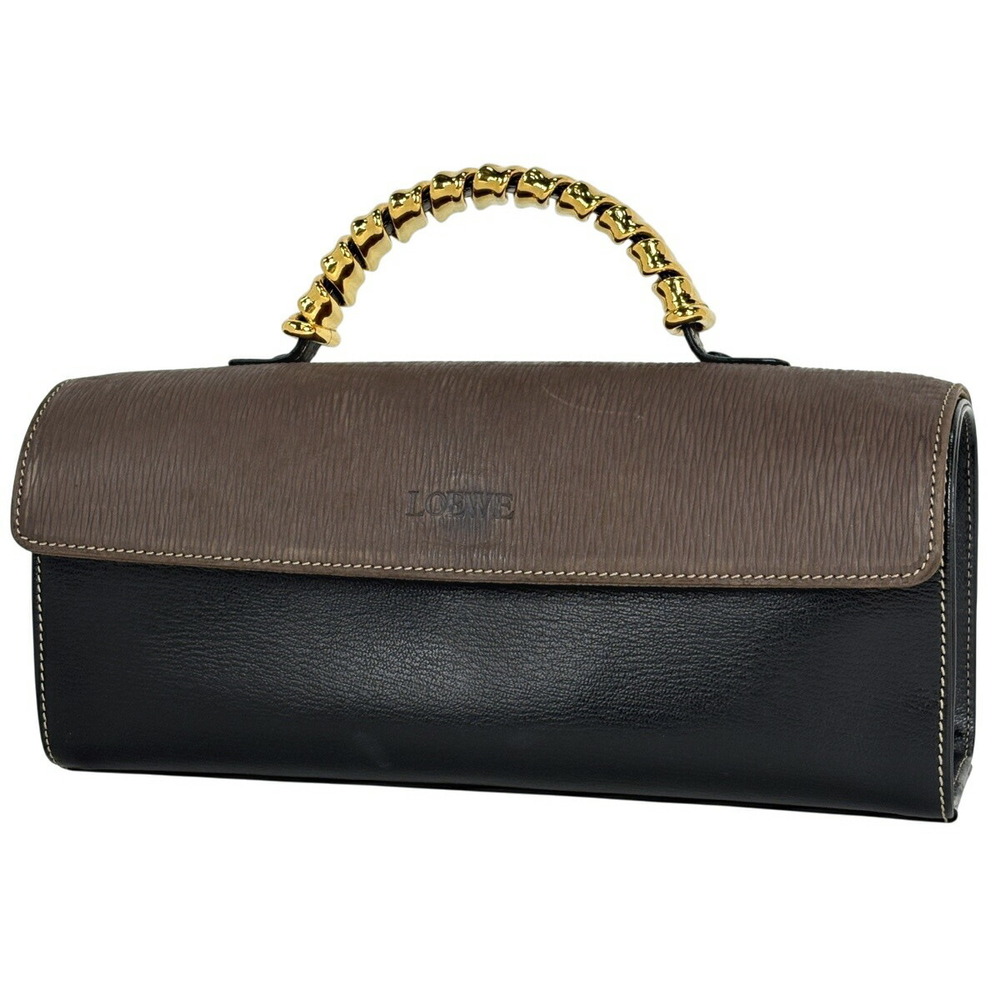 Loewe Velzquez handbag logo leather black brown